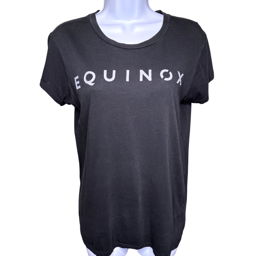 EQUINOX‎ Black Graphic Gym T-Shirt Sz M Short Sleeve Workout Fitness Activewear